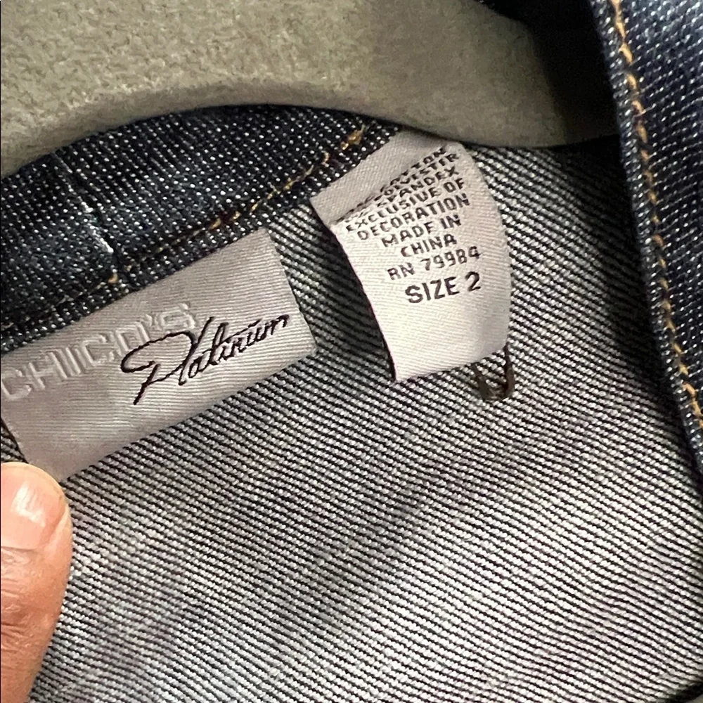 Chico's Platinum Dark Denim Vest size 2 - Picture 2 of 9